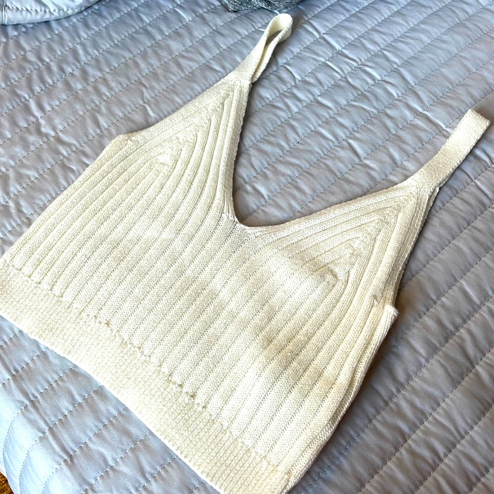 Aerie White Knit Crop Top